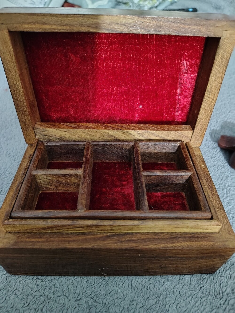 Wooden Jewelry Box with Brass Inlay - Brown - Picture 6 of 8
